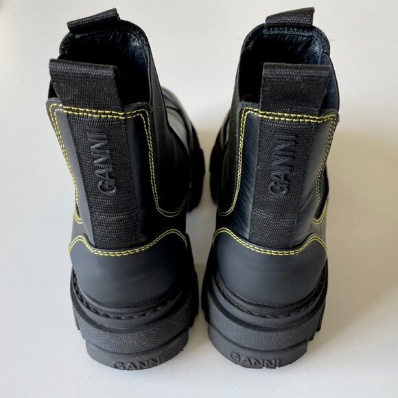 Ganni - Chelsea Boot - Black w/Yellow stitching - Picture 4 of 7